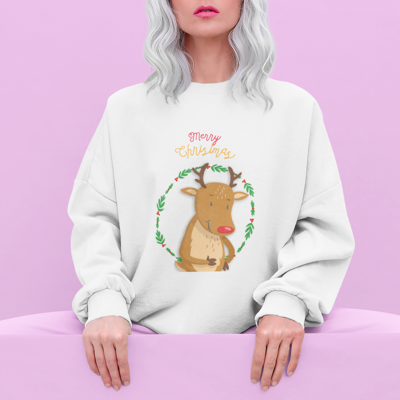 Reindeer Crewneck Sweatshirt for Women