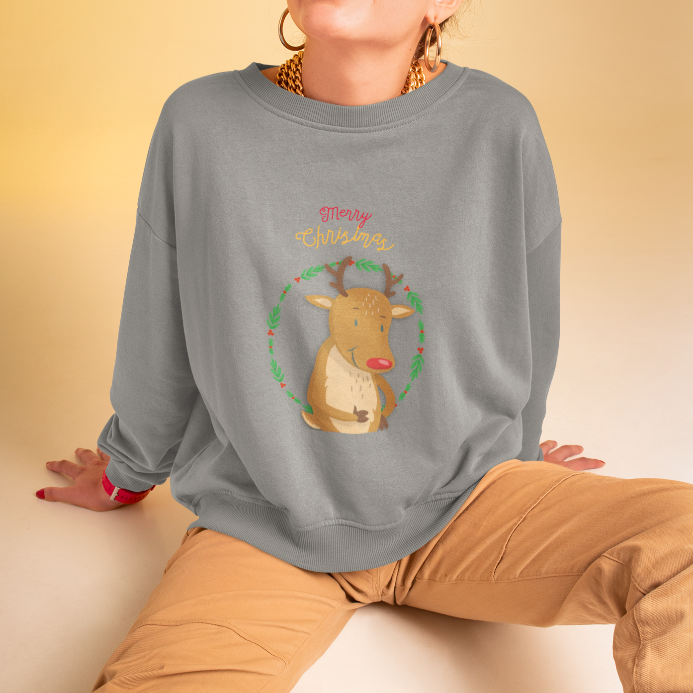 Reindeer Crewneck Sweatshirt for Women