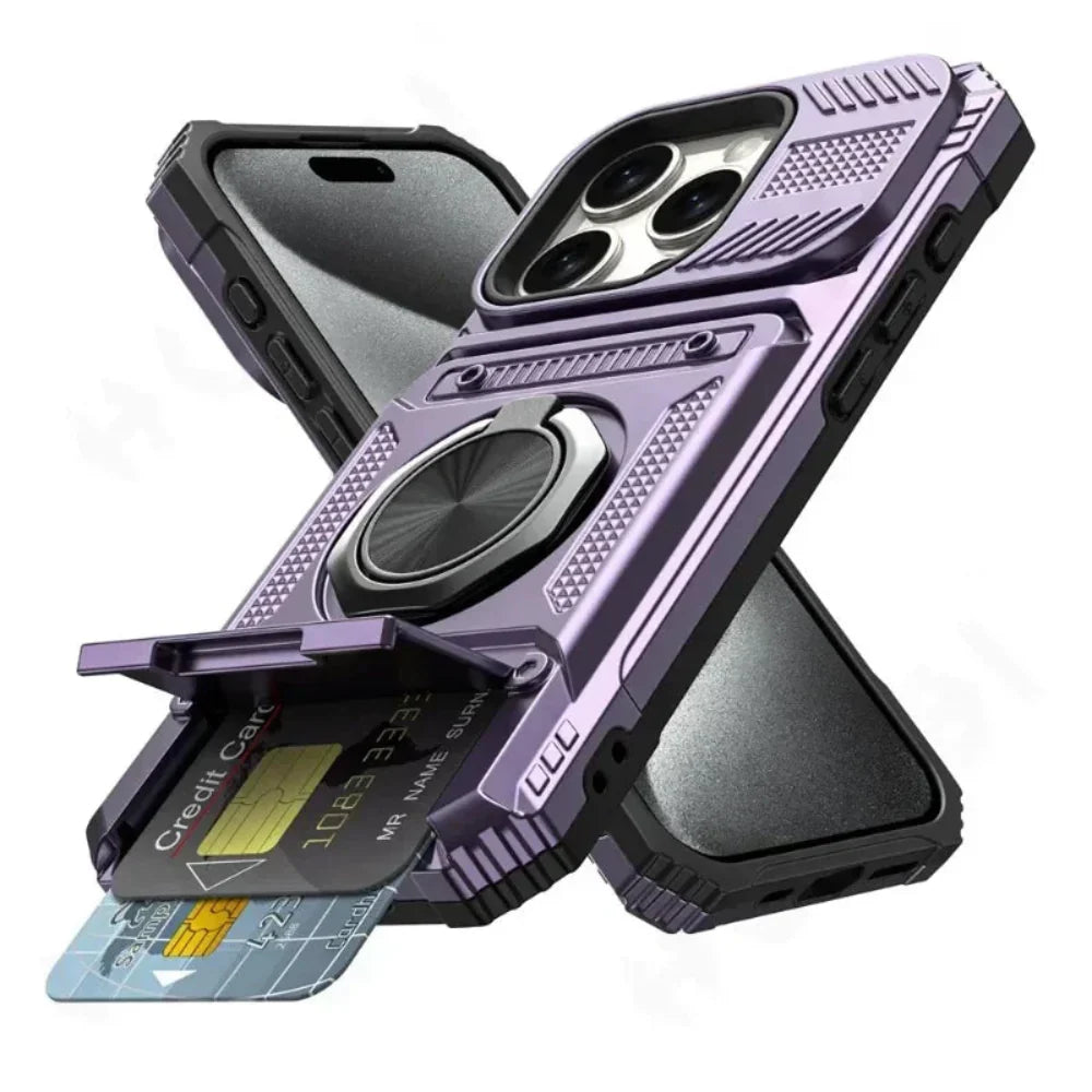 Magnetic Kickstand iPhone Armor Card Slot Protective Case