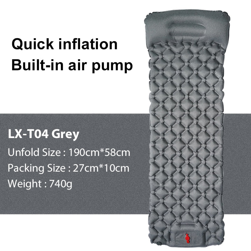 Inflatable Outdoor Mat with Pump and Neck Support