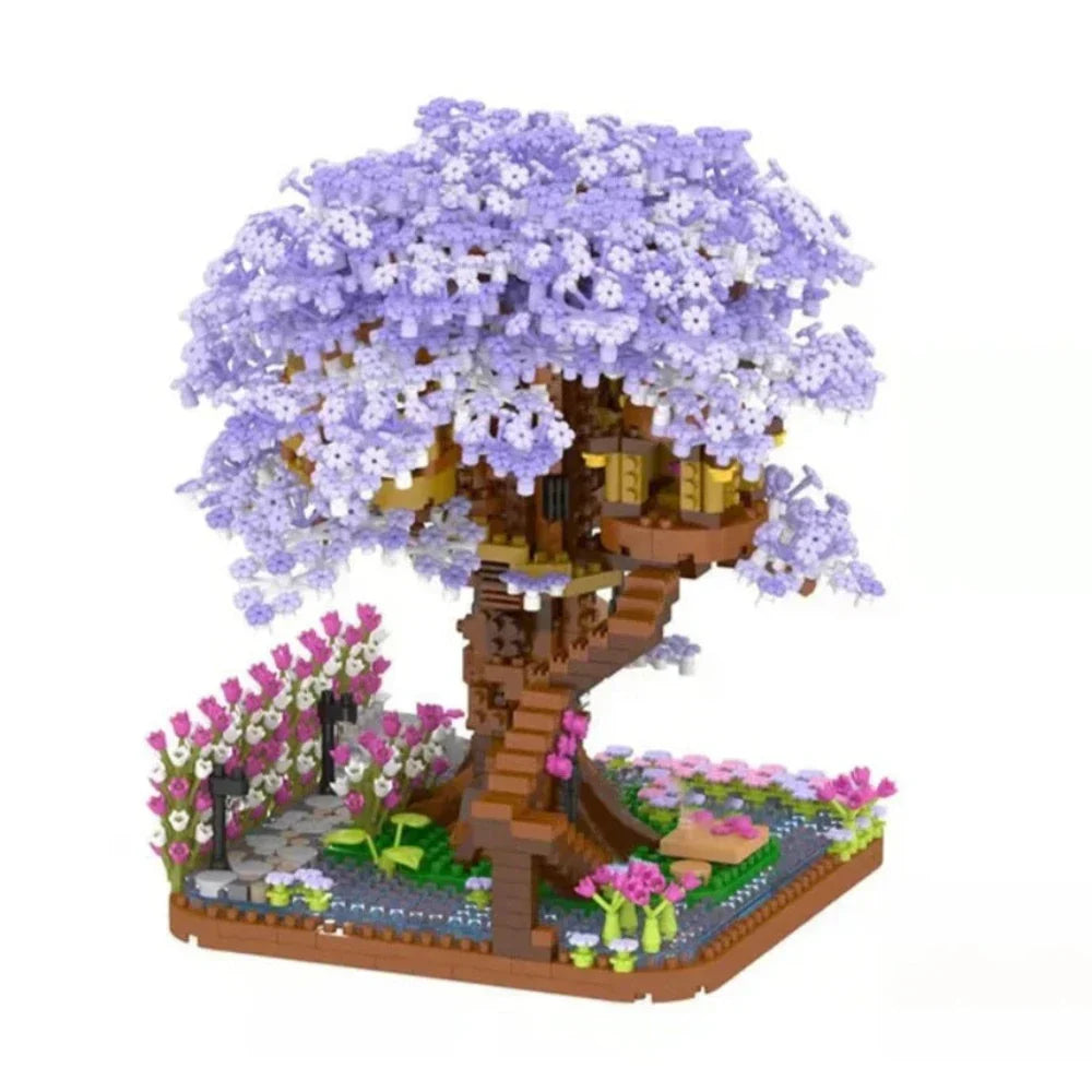 Lighted Cherry Blossom Tree House Building Puzzle Set
