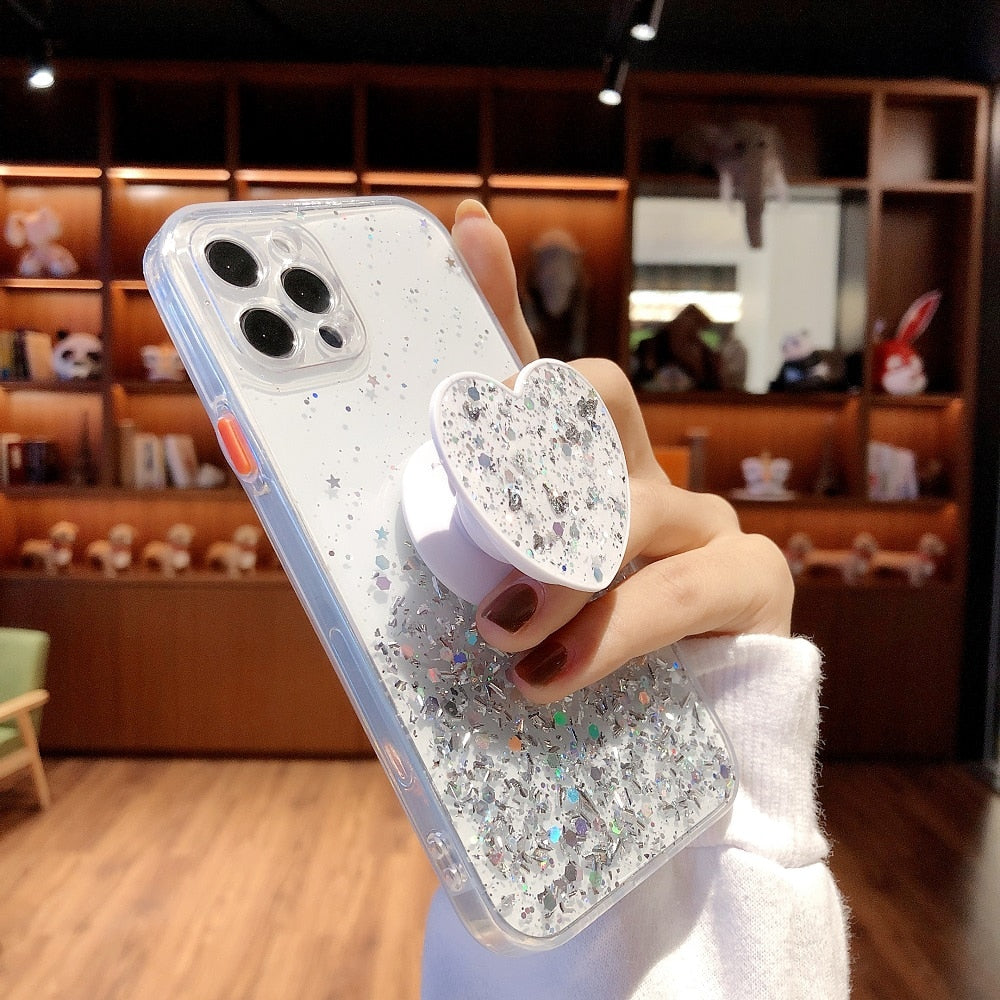 Love Stand iPhone Case with Shimmering Sequins