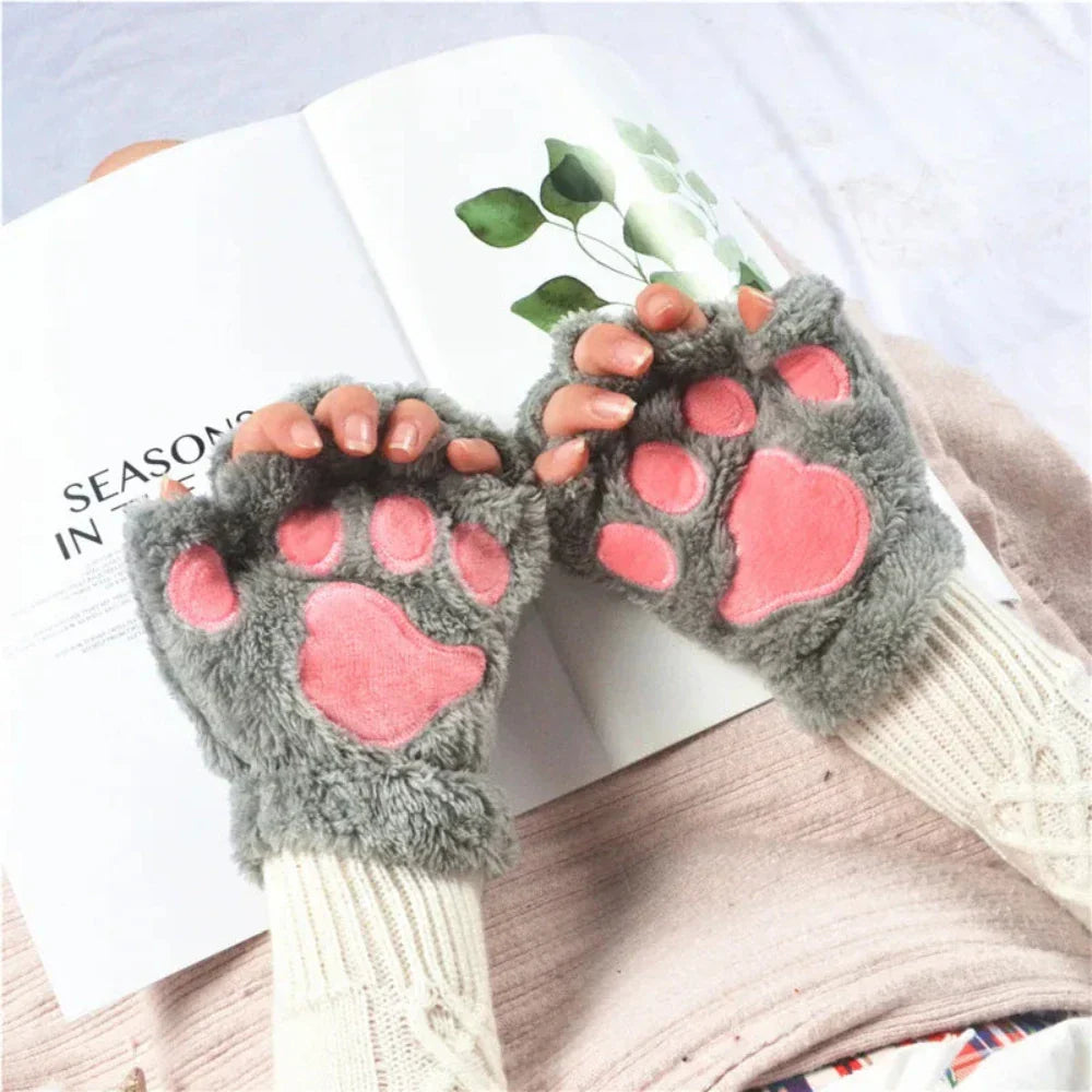 Girls' Winter Gloves with Cat Claw Design