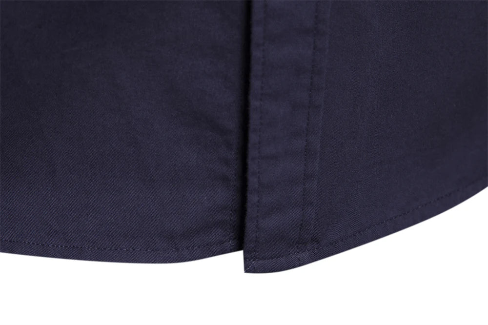 Long Sleeve Military Shirt with Dual Pockets for Men