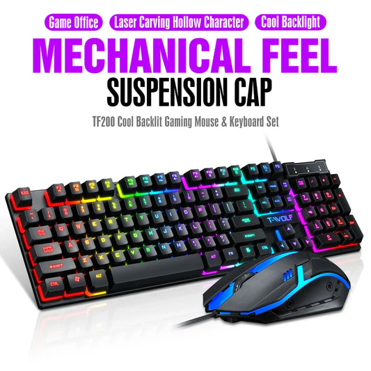 RGB Backlit Gaming Keyboard and Mouse Bundle with 104 Keys