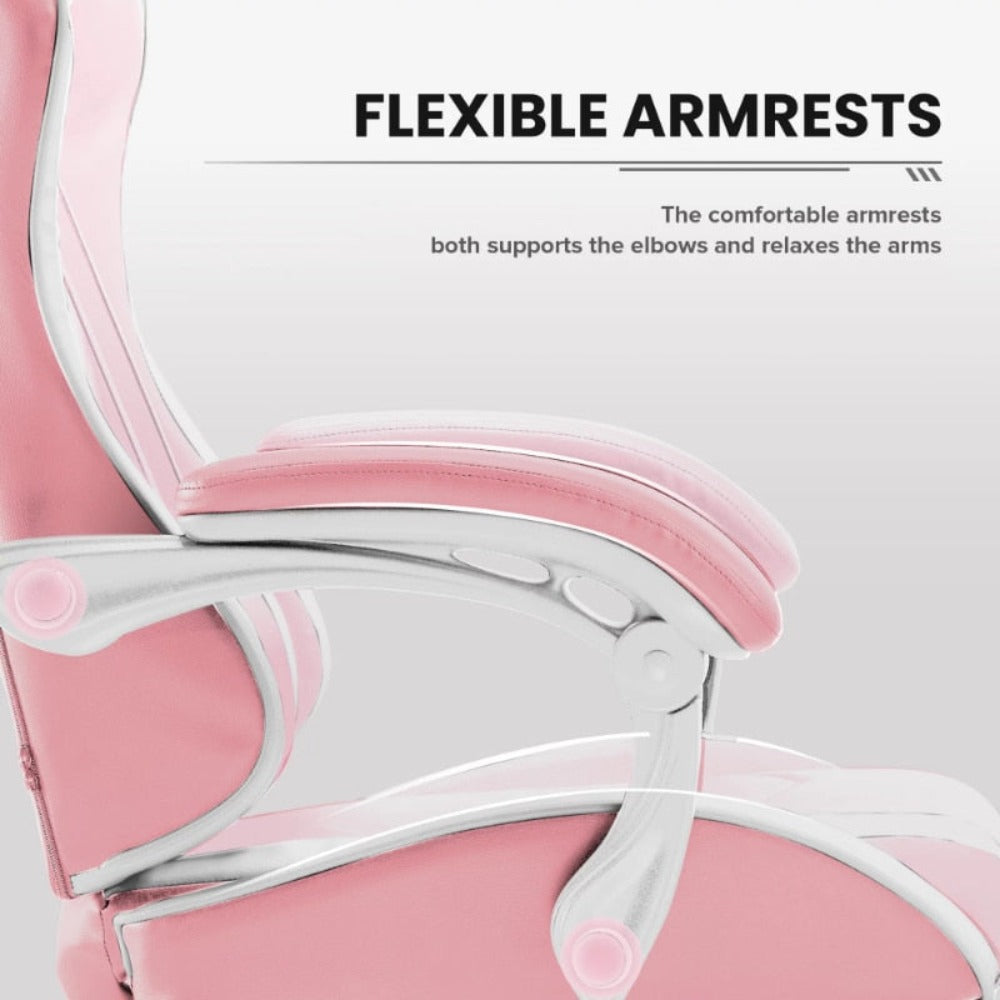 Footrest Gaming Chair in Pink