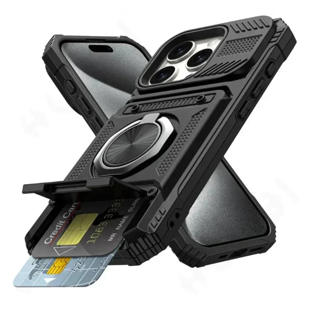 Magnetic Kickstand iPhone Armor Card Slot Protective Case