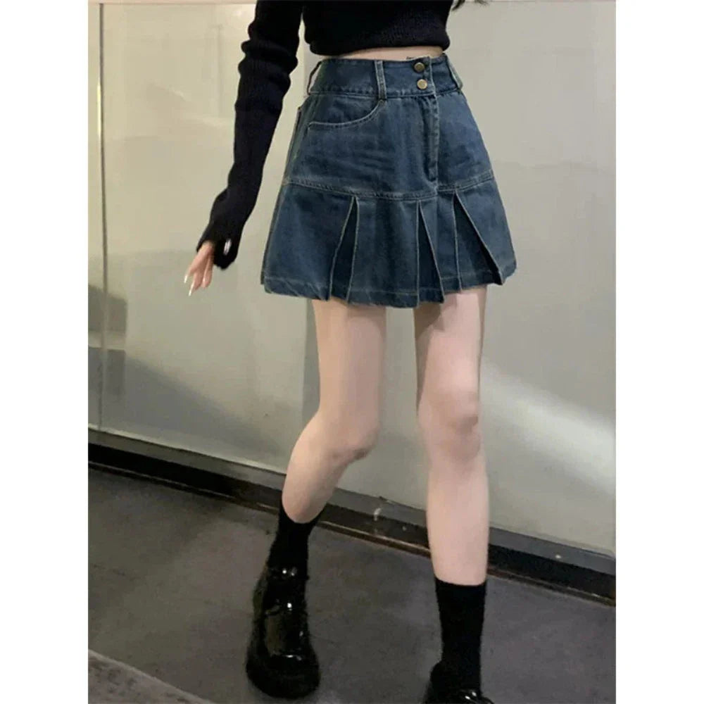 High Waisted Mini Denim Skirt for KPOP Lovers