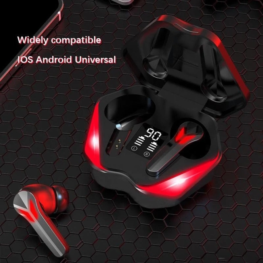 Bluetooth Earbuds with Fiery Red Dragon Design