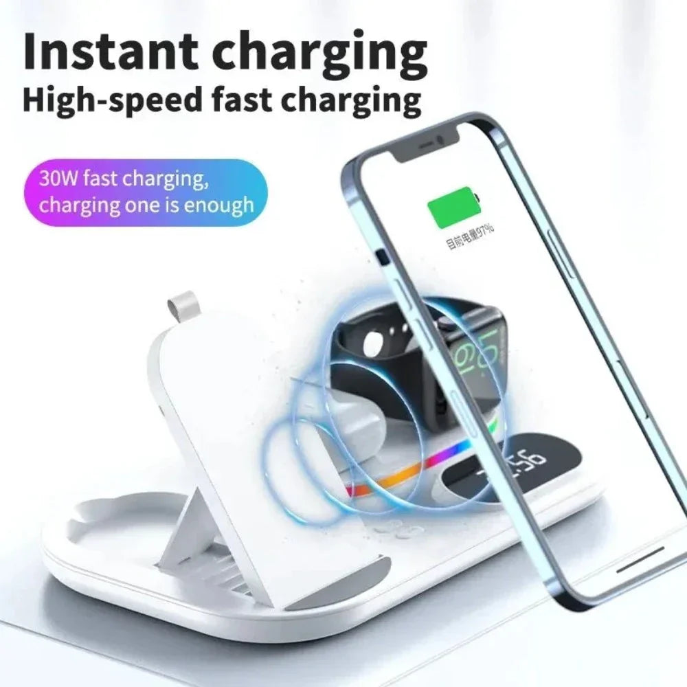 LED Wireless Charging Station with 4-in-1 Functionality