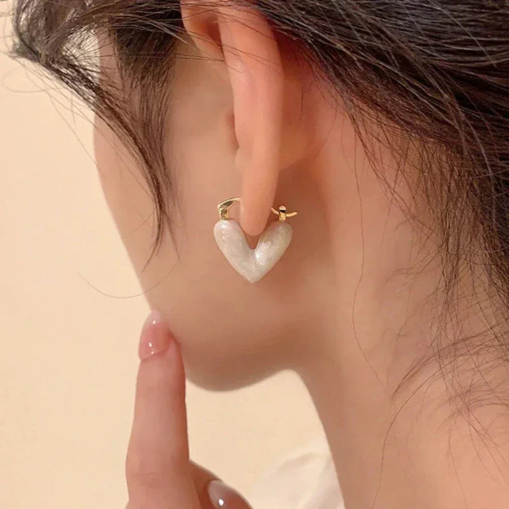 Korean Fashion Heart-Shaped Hoop Earrings