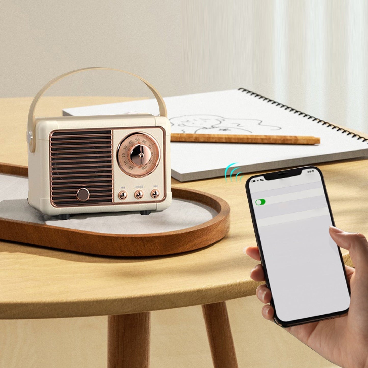 Compact Retro Speakers with Bluetooth and Radio Connectivity