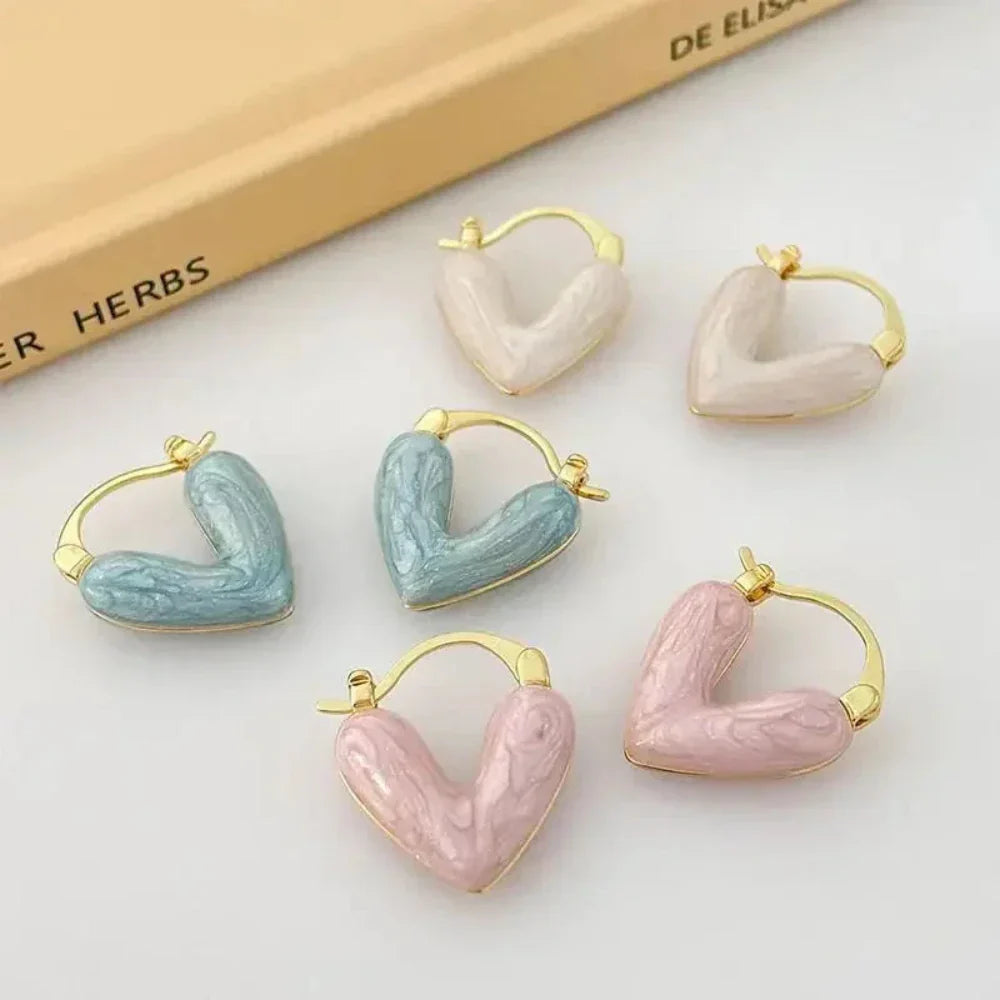 Korean Fashion Heart-Shaped Hoop Earrings