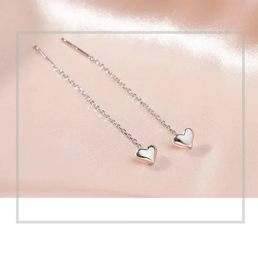 Heart-Shaped Earrings with a Delicate Dangling Design