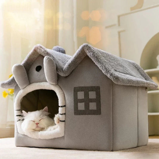 Plush Pet House with Detachable Roof