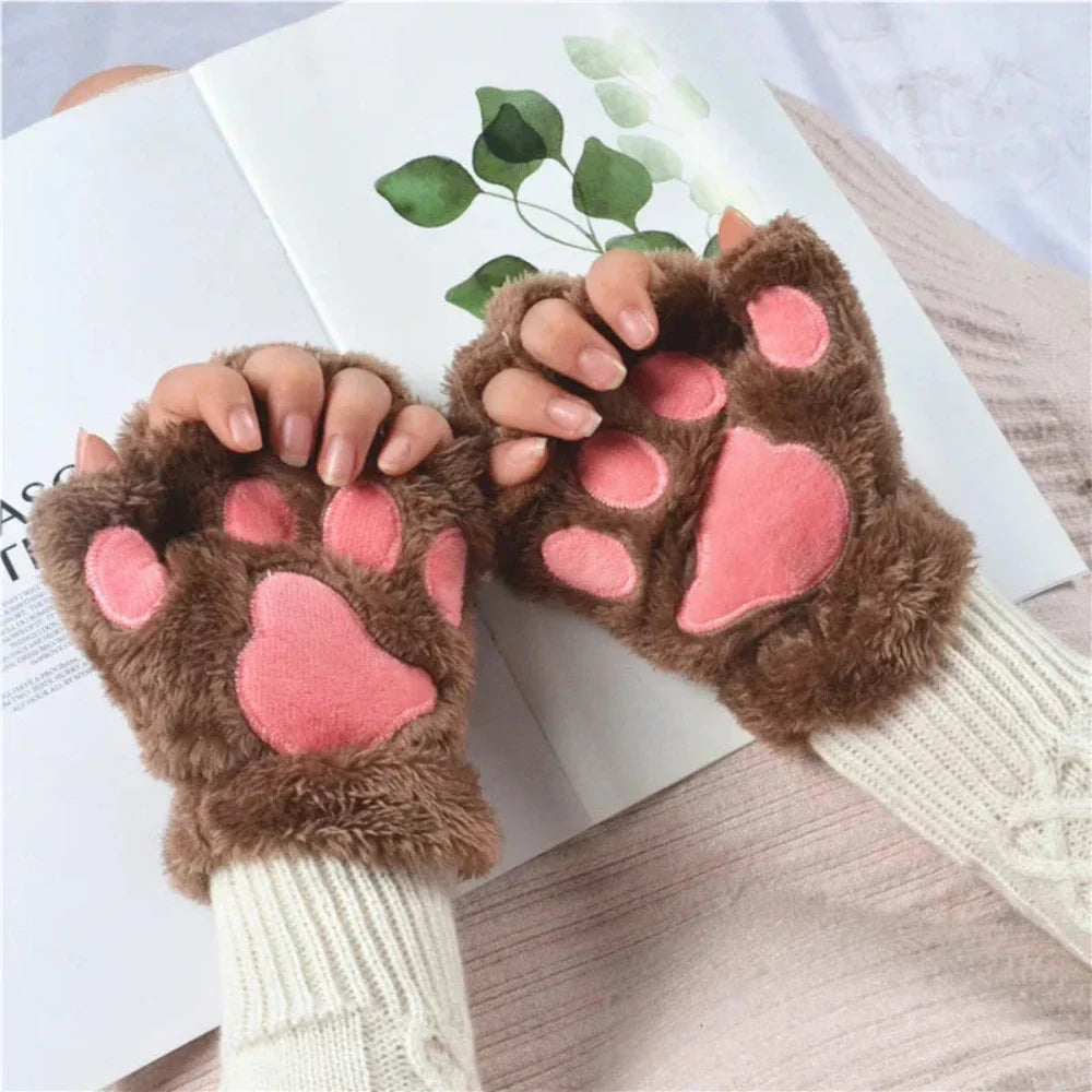 Girls' Winter Gloves with Cat Claw Design