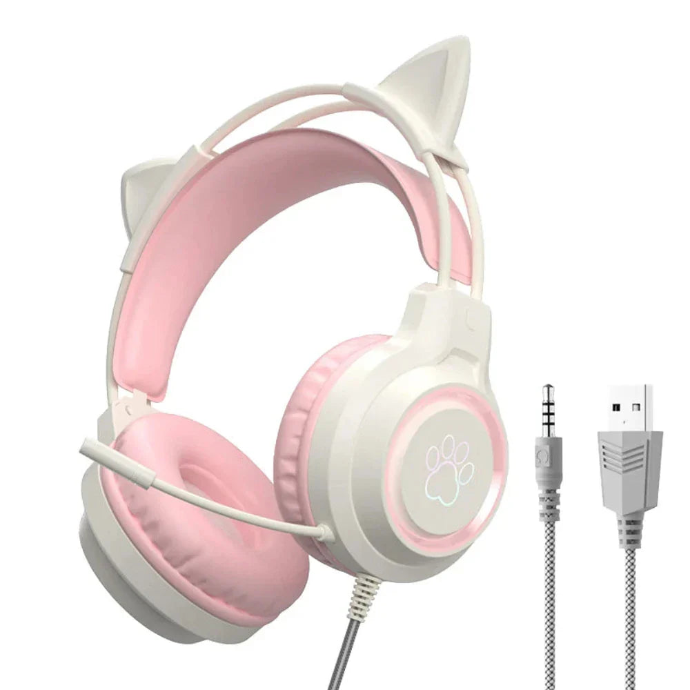 Headphones with LED Cat Ears that Light Up and Move in Sync with Music