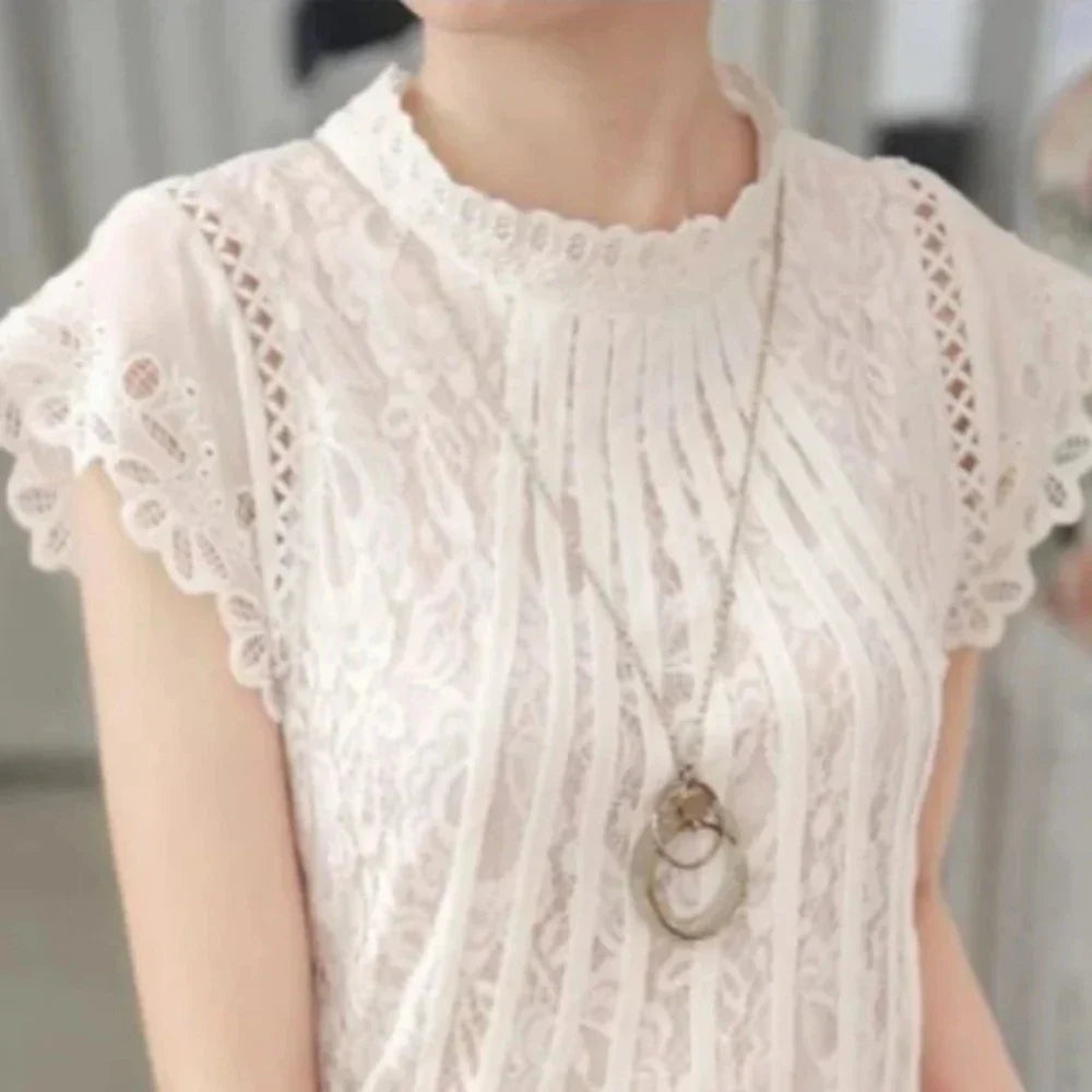 Short-Sleeved Lace Blouse for Women