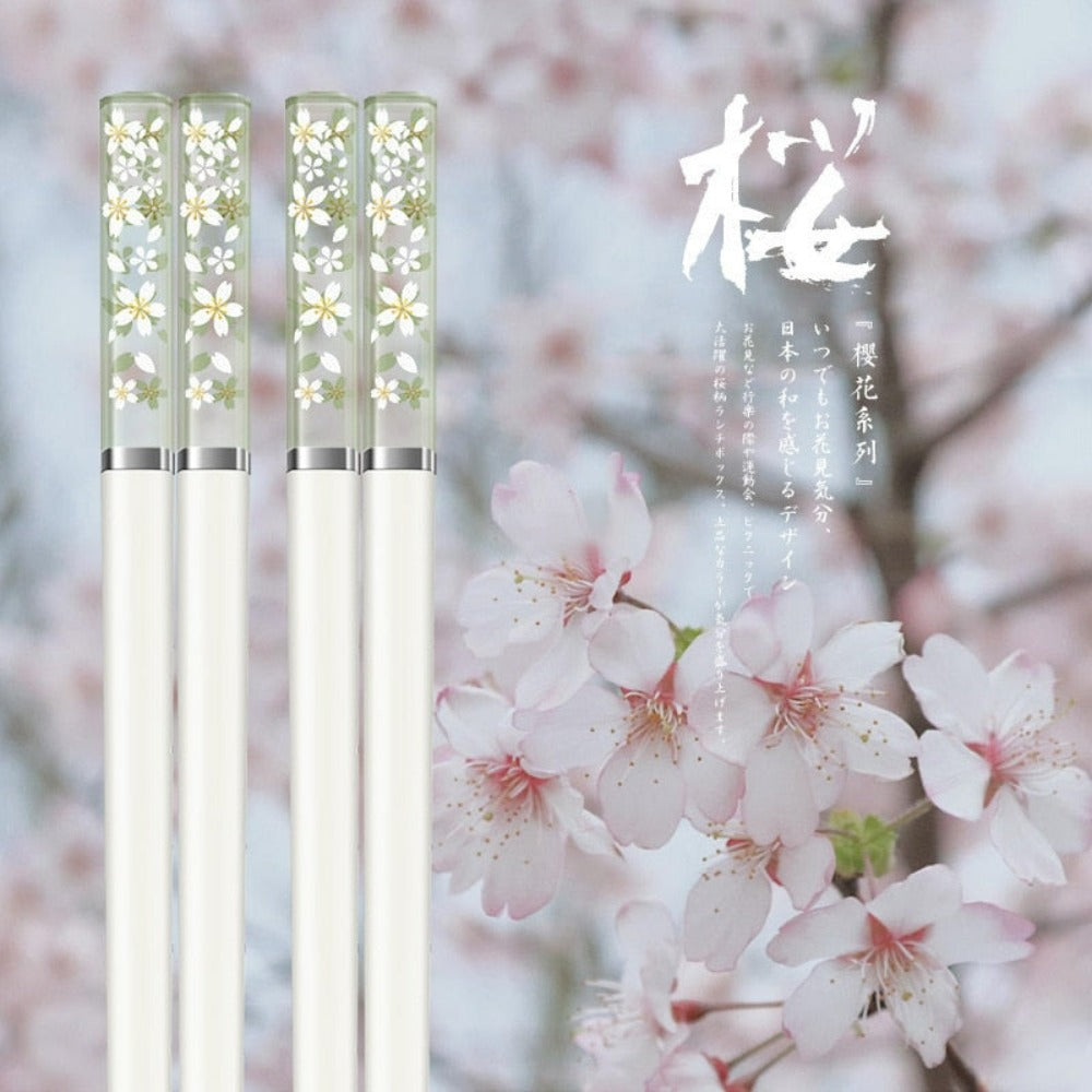 Cherry Blossom Chopstick Set - Japanese Inspired Gift Pack (4 pairs)