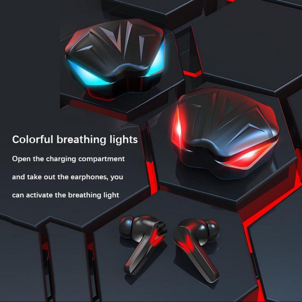 Bluetooth Earbuds with Fiery Red Dragon Design