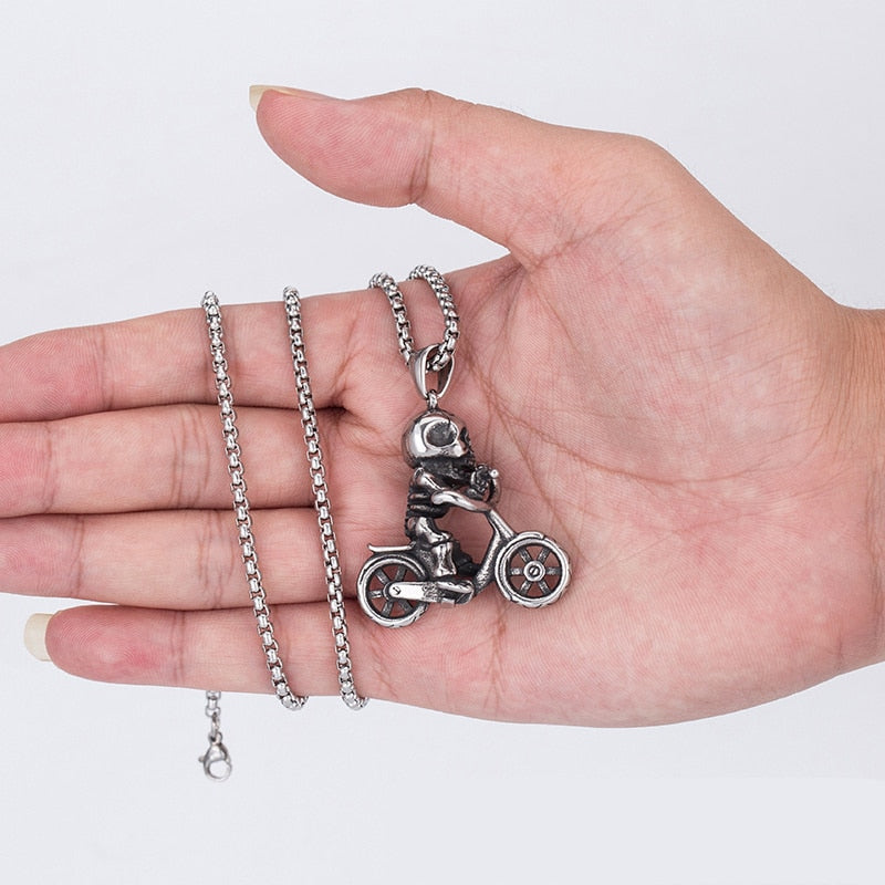 Bike Necklace with a Skeleton Design