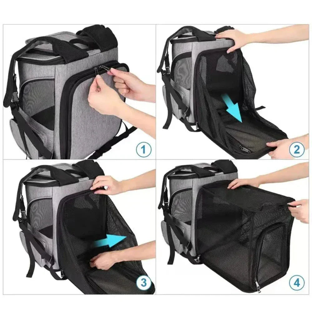 Pet Carrier Backpack with Foldable Design for Comfortable Travel with Your Furry Friend