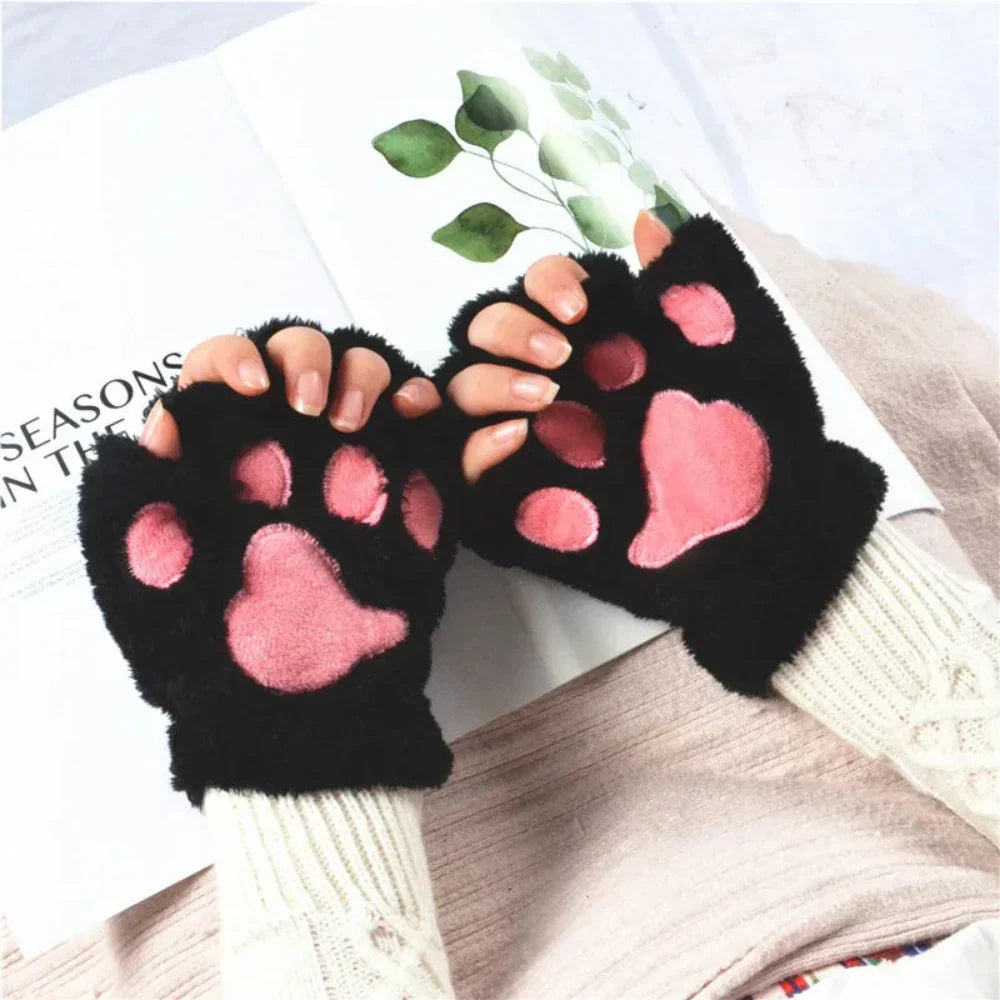 Girls' Winter Gloves with Cat Claw Design