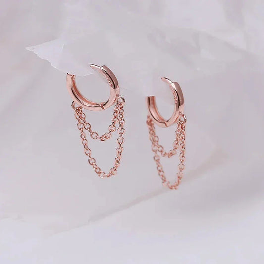 Fashion Earrings with Dual Hoops and Tassels