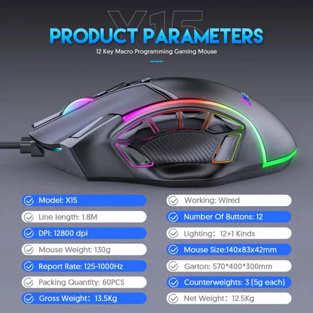 Dragon Ultimate Gaming Mouse - Unleash Your Gaming Potential with 12800 DPI and 12 Programmable Keys