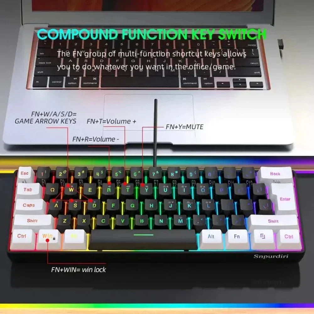 Compact Wired RGB Gaming Keyboard with Floating Keycaps
