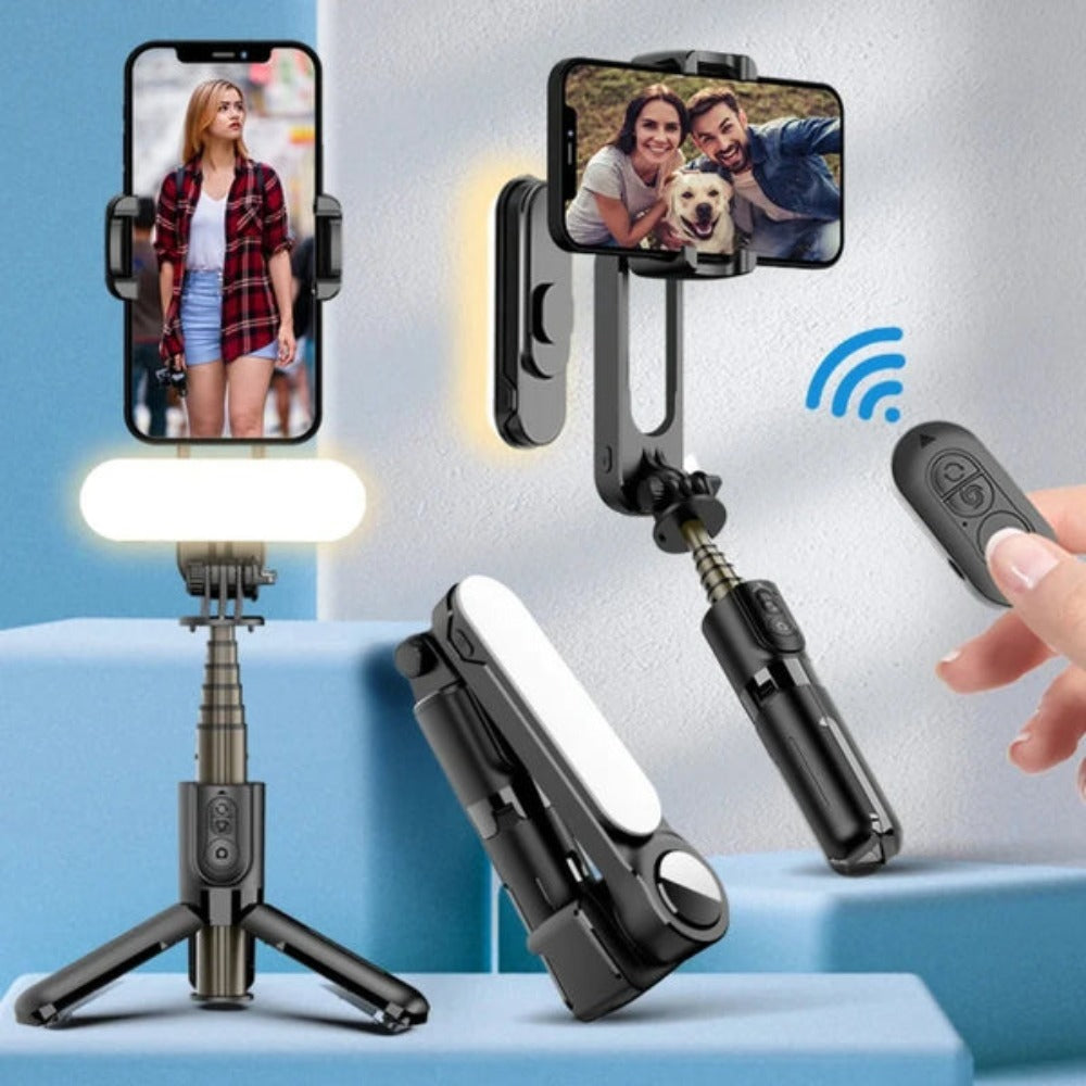 Bluetooth Selfie Stick with Portable Gimbal and Selfie Light