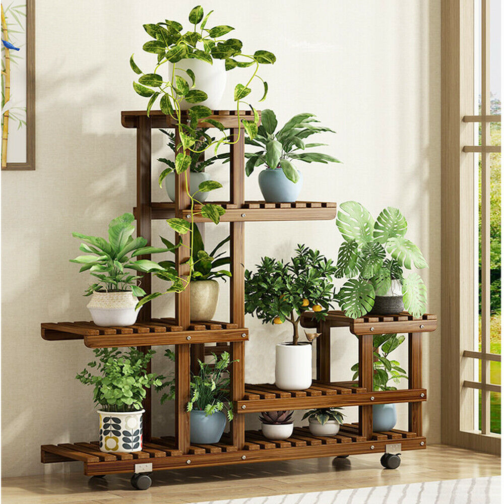 Rolling Multi-Tier Flower and Plant Display Stand