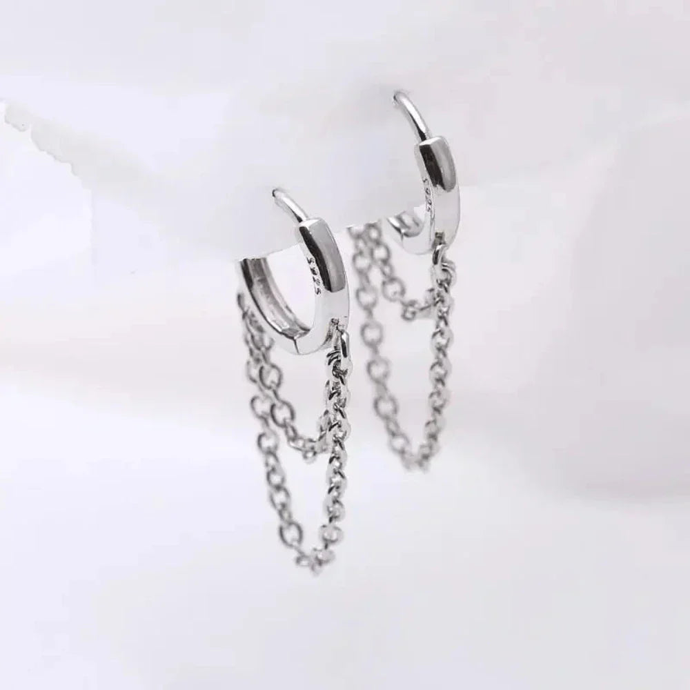 Fashion Earrings with Dual Hoops and Tassels