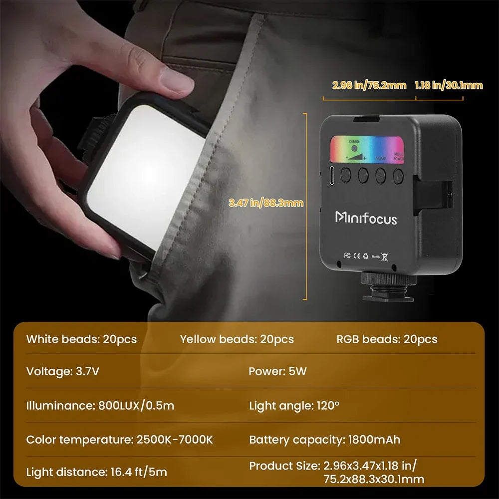 Compact Pocket RGB LED Camera Light
