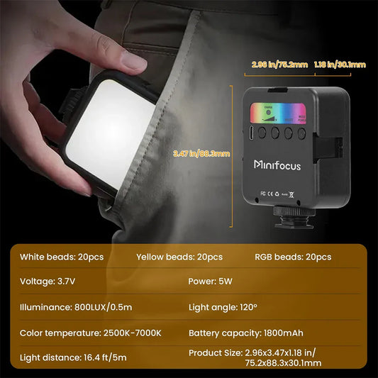 Compact Pocket RGB LED Camera Light