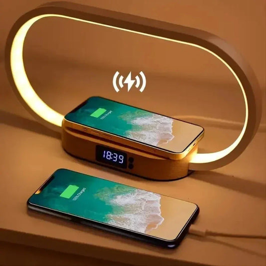 LED Lamp Station with Wireless Charging for Wooden Surfaces