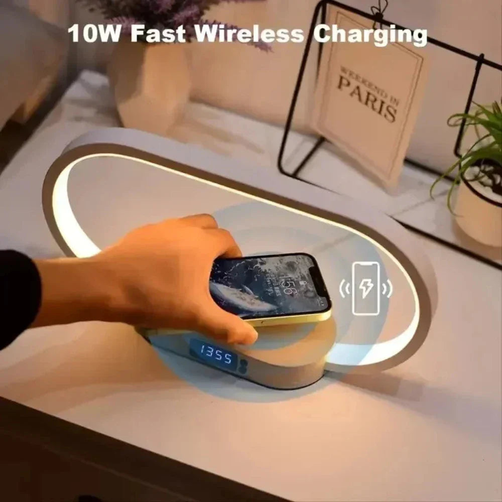 LED Lamp Station with Wireless Charging for Wooden Surfaces