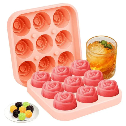 Rose-Shaped Ice Mold with 9 Grids