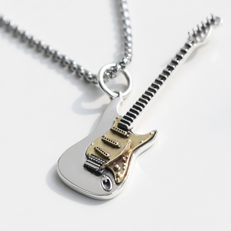 Electric Guitar Necklace with a Two Tone Design