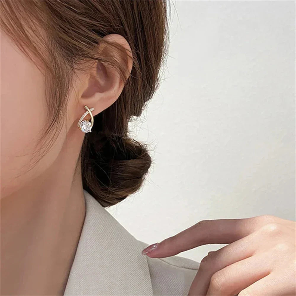 Korean Style Cross-shaped Stud Earrings