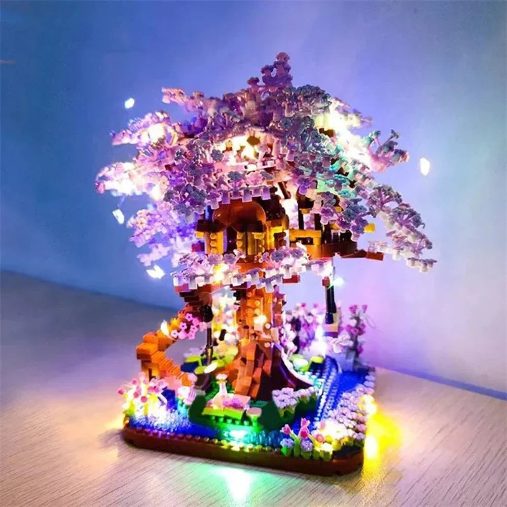 Lighted Cherry Blossom Tree House Building Puzzle Set