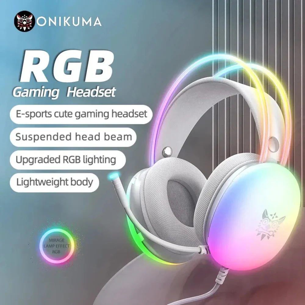 Gaming Headset with RGB Lighting and Built-in Microphone