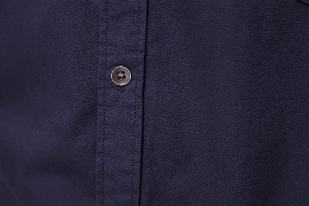 Long Sleeve Military Shirt with Dual Pockets for Men