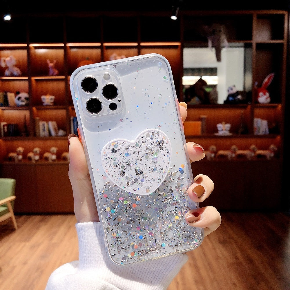 Love Stand iPhone Case with Shimmering Sequins