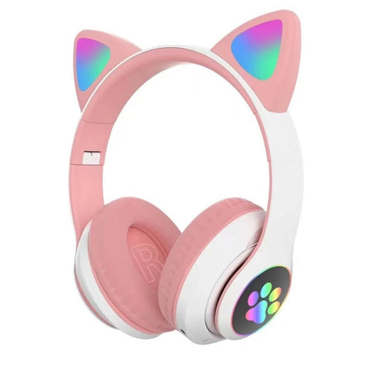 LED Feline Ear Wireless Headphones with Cartoon Design