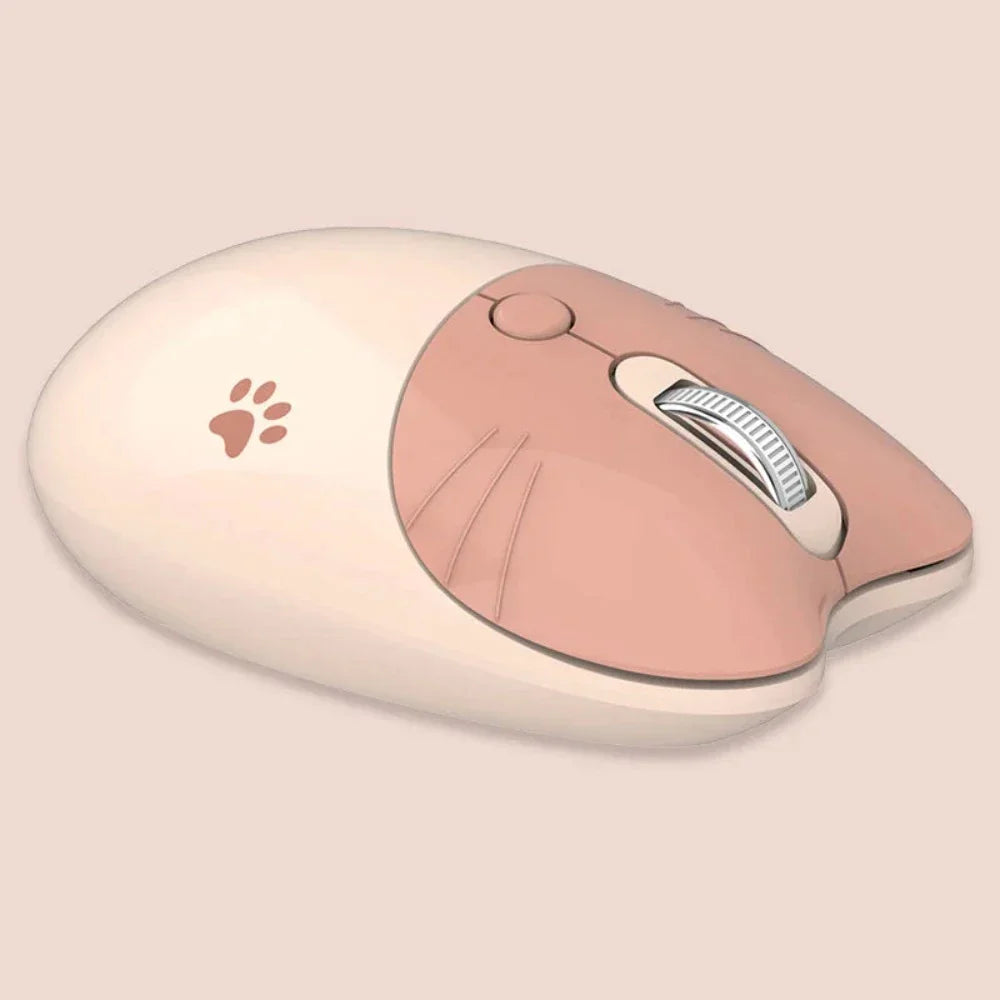 Cartoon Feline Themed Wireless Mouse with Bluetooth 2.4Ghz