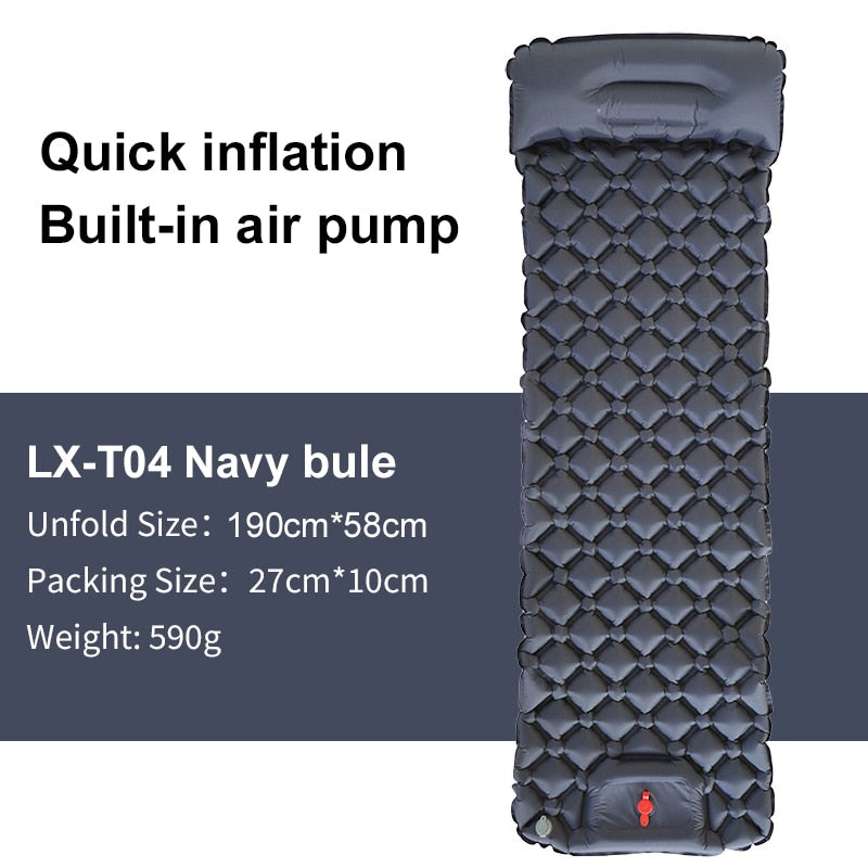 Inflatable Outdoor Mat with Pump and Neck Support