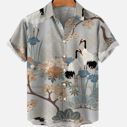 Hawaiian Shirt for Men with Japanese Design