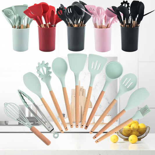 12-Piece Set of Silicone Kitchen Utensils
