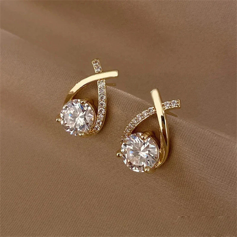 Korean Style Cross-shaped Stud Earrings